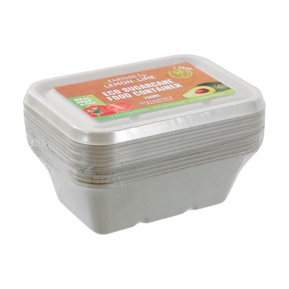 Lemon and Lime Eco Sugarcane Food Container Set 750ml Capacity Assorted (7 Pieces)