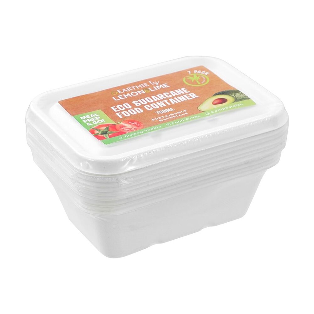 Lemon and Lime Eco Sugarcane Food Container Set 750ml Capacity Assorted (7 Pieces) — image 3