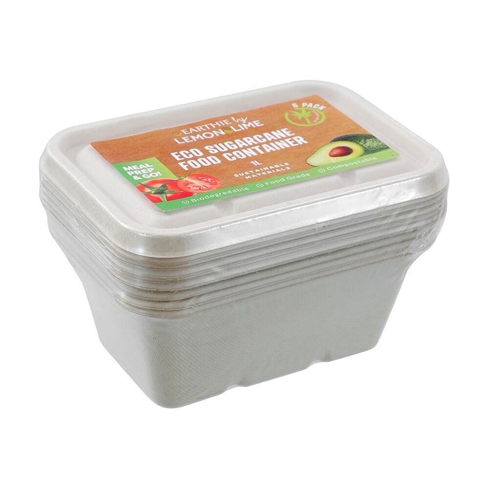 Lemon and Lime 6pc Lemon And Lime Eco Sugarcane Food Container Set 1L Capacity Assorted (24 Pack) — image 2