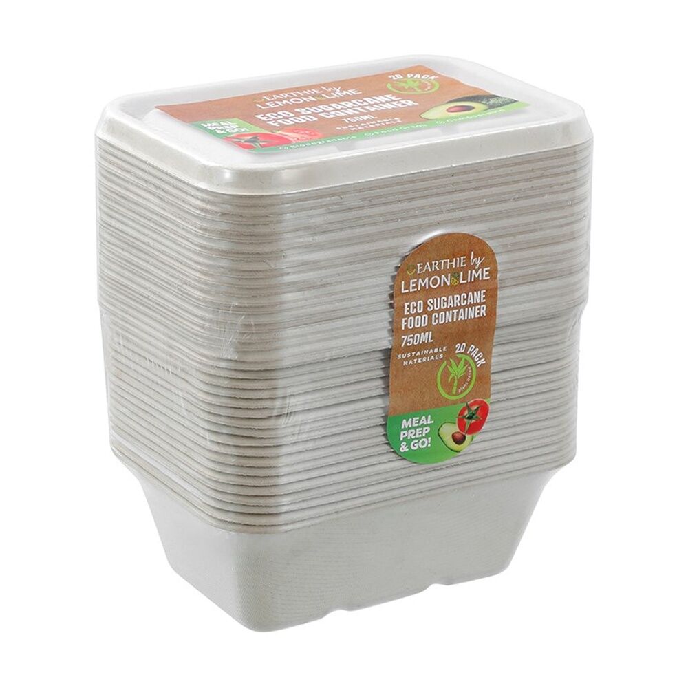 Lemon and Lime 6x 20pc Eco Sugarcane Food Container Set 750ml — image 2