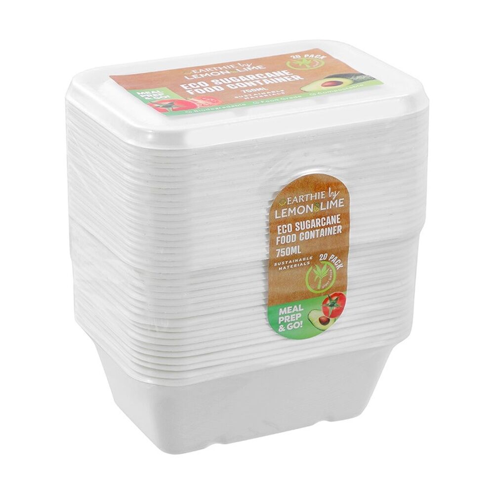 Lemon and Lime 6x 20pc Eco Sugarcane Food Container Set 750ml — image 4