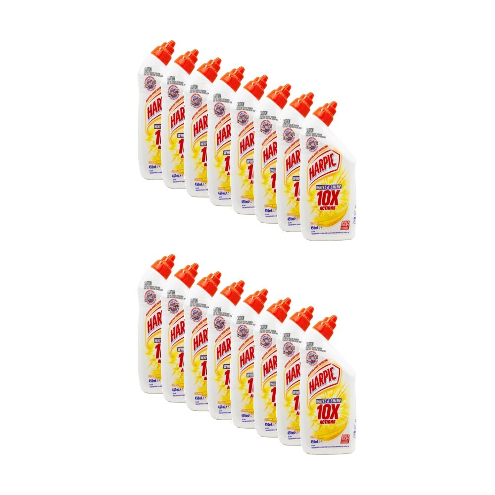 Harpic White Shine Bleach Toilet Cleaner 450ml Gel Citrus (16 Pack)