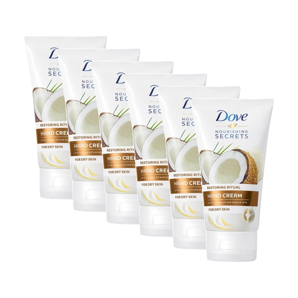 Dove Body Love Restoring Care Hand Cream Coconut Oil Almond Milk Dry 75mL (6 Pack)