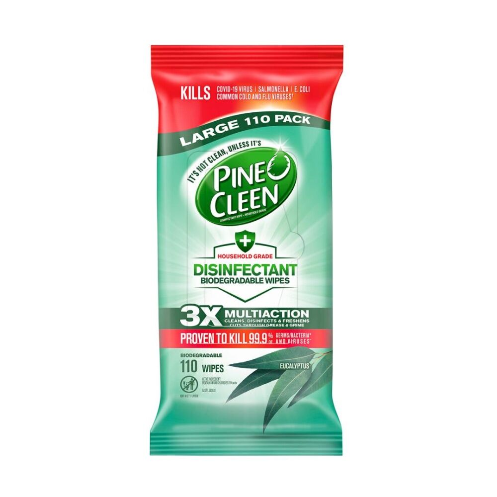 Pine O Cleen 4x 110pc Pack Household Grade Disinfectant Wipes Eucalyptus — image 2