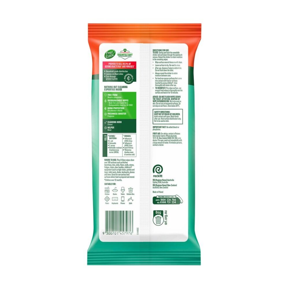 Pine O Cleen 4x 110pc Pack Household Grade Disinfectant Wipes Eucalyptus — image 3