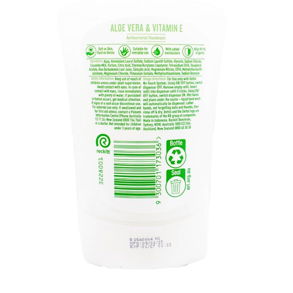 Dettol 250ml No Touch Antibacterial Handwish Refill Aloe Vera & Vitamin E — image 2