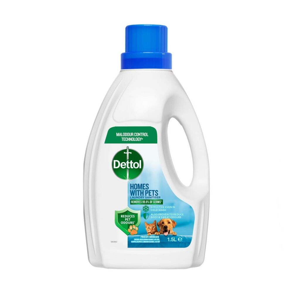 Dettol Homes With Pets Laundry Sanitiser Fresh Breeze Fragrance 1.5L (8 Pack) — image 2