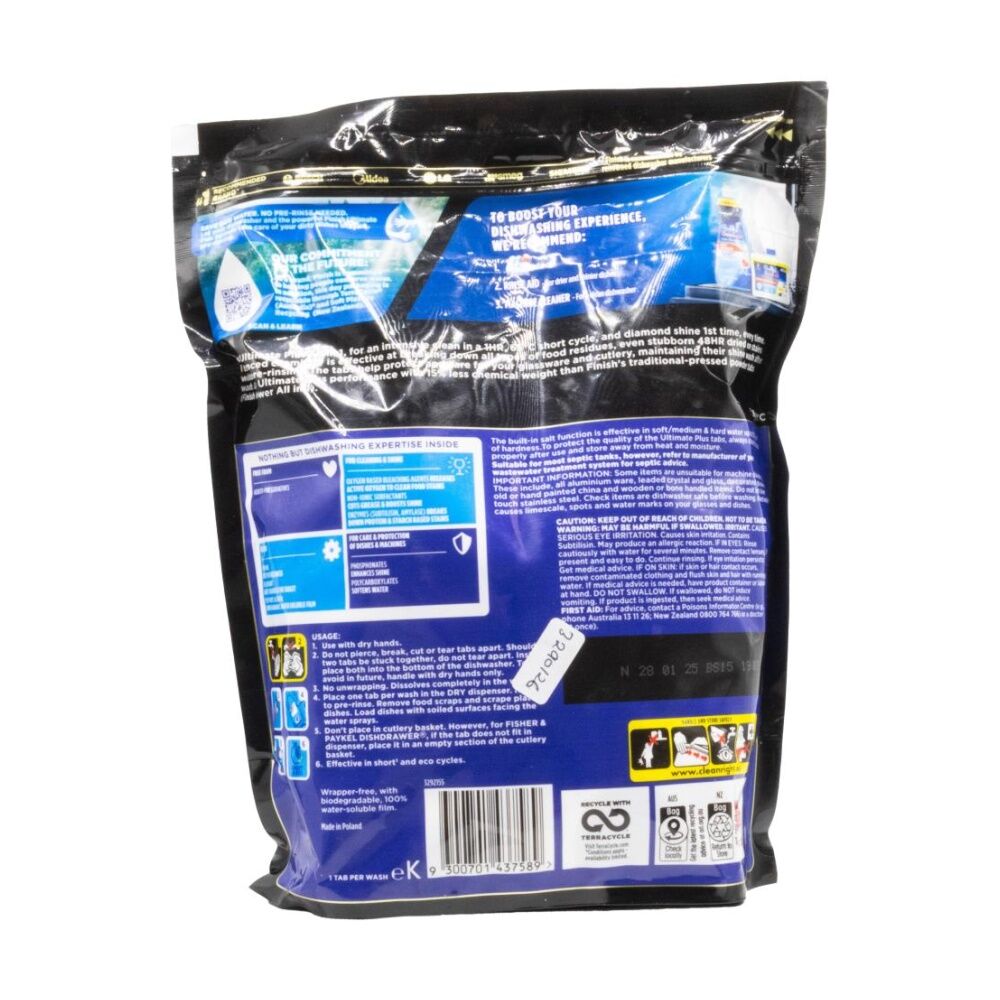 Finish 64pc Finish Powerball Ultimate Plus Clean & Shine Dishwasher Tabs Baking Soda (6 Pack) — image 3