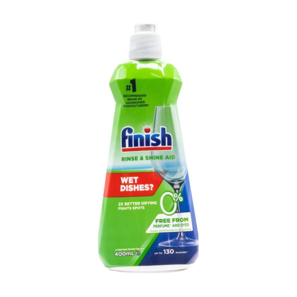 Finish 0% Dishwasher Rinse & Shine Aid Liquid Unscented 400ml (6 Pack) — image 2