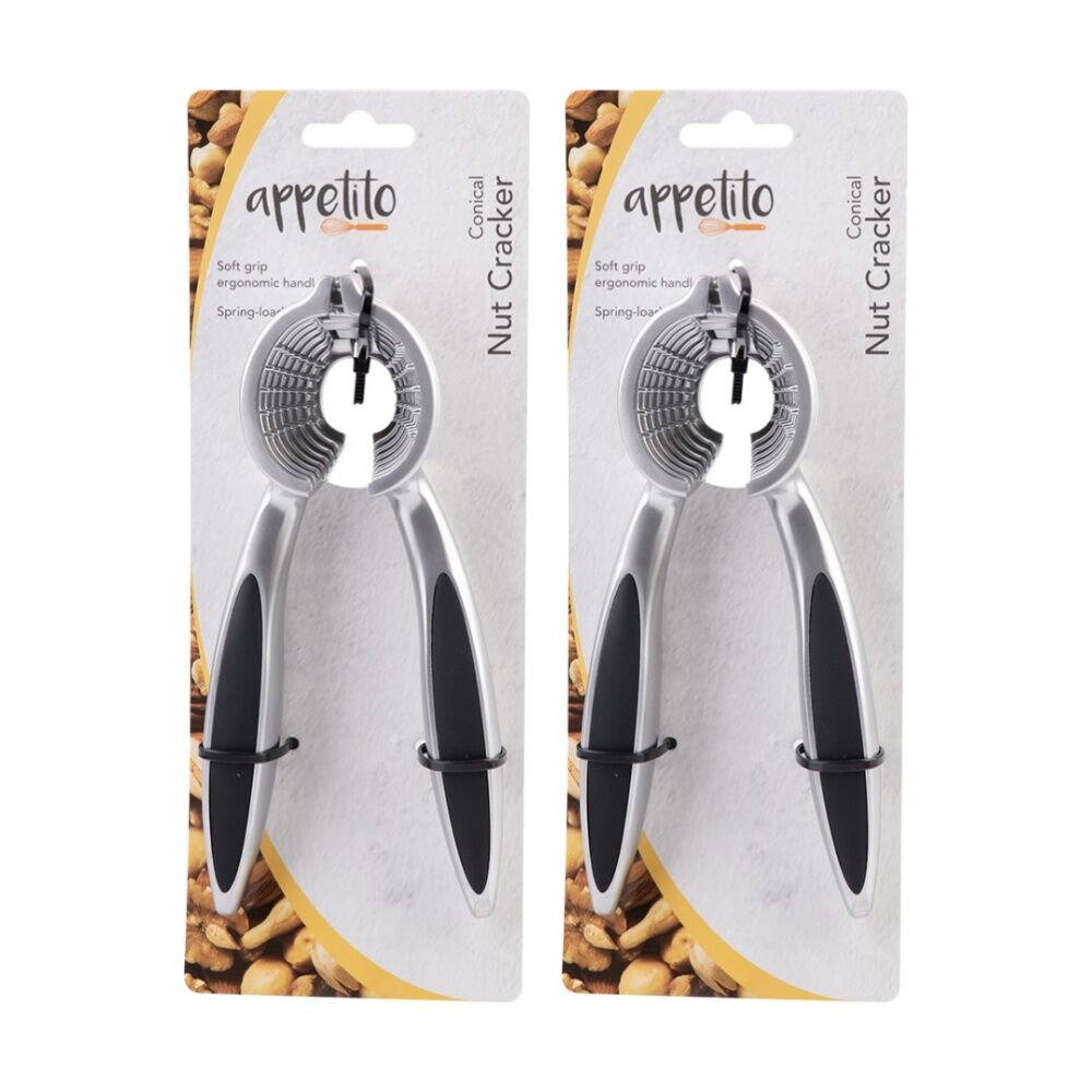 Appetito Conical Nut Cracker Kitchen Tool w/ Soft Grip Ergonomic Handle (2 Pack)