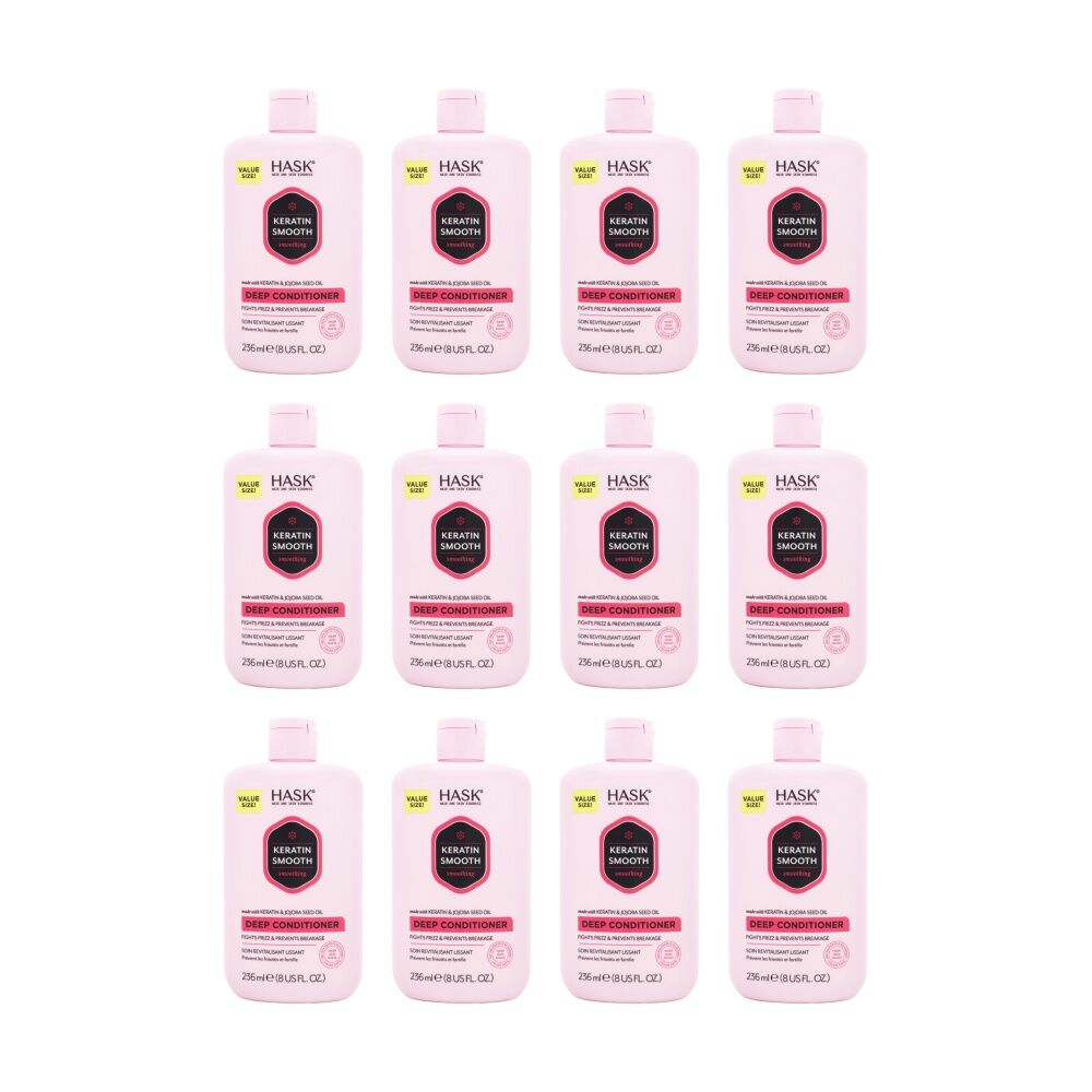 Hask Deep Conditioner Keratin Smooth Fights Frizz Prevents Breakage 236ml (12 Pack)