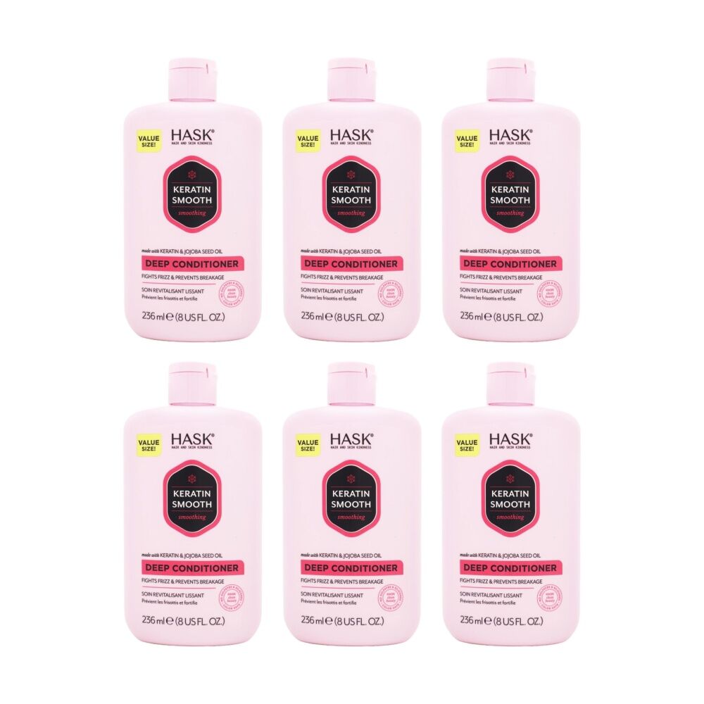 Hask Deep Conditioner Keratin Smooth Fights Frizz Prevents Breakage 236ml (6 Pack)