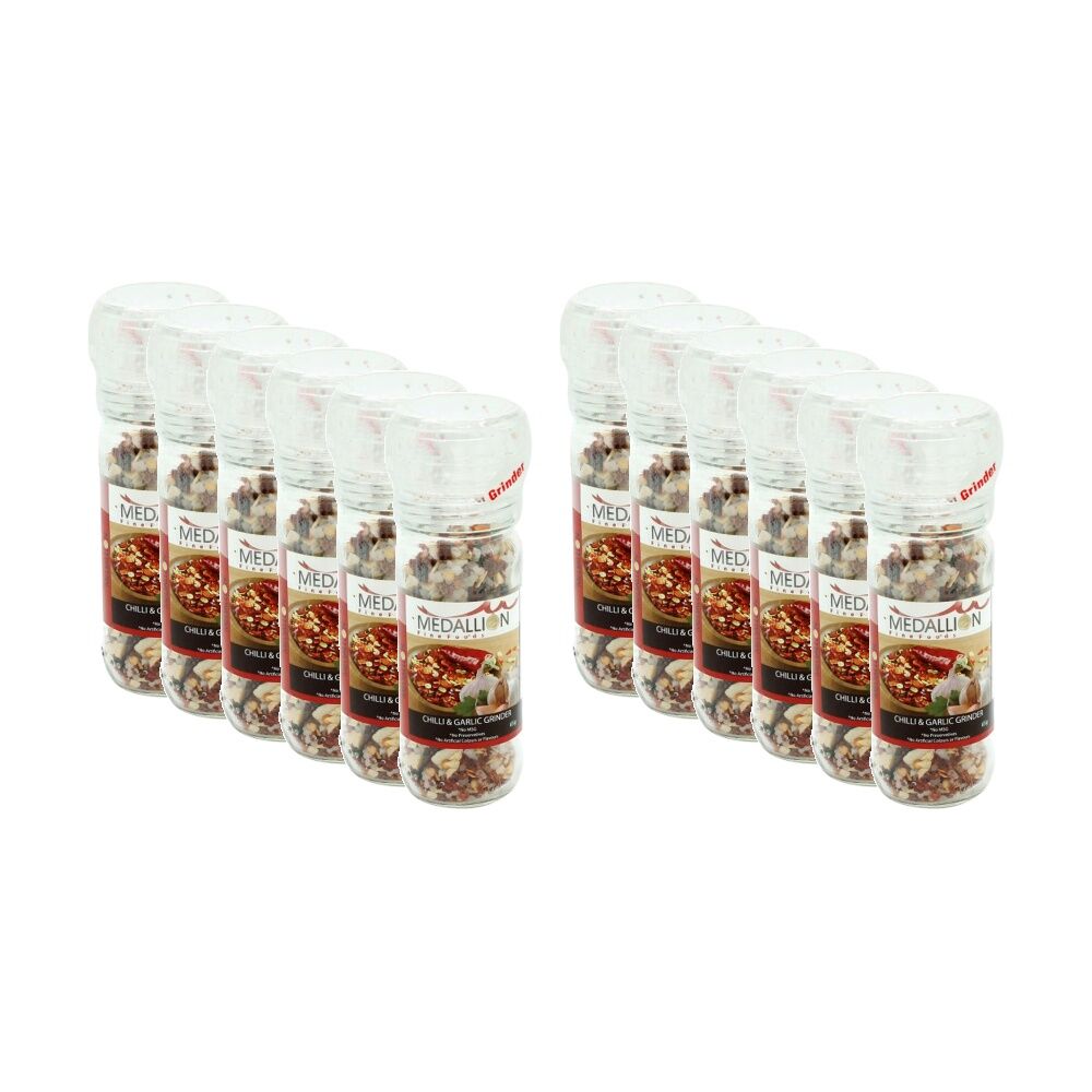 Medallion Chilli & Garlic Flavoured Twist Grinder Cooking Condiment 65g (12 Pack)