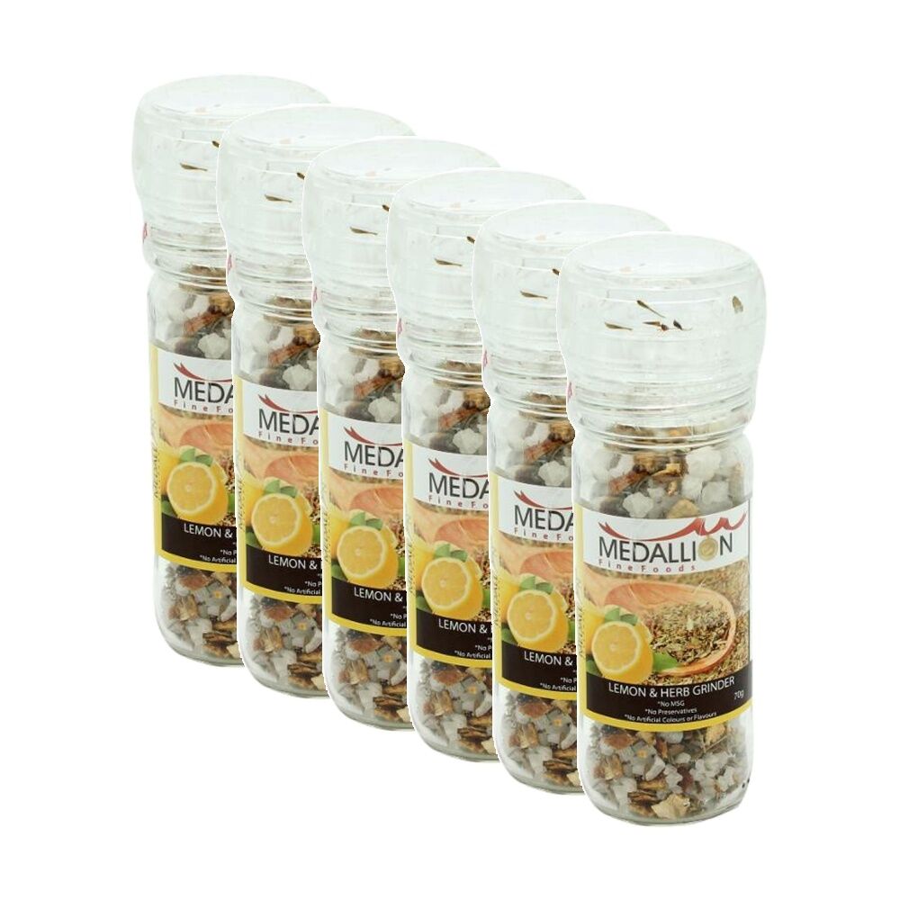 Medallion Lemon & Herb Flavoured Twist Grinder Cooking Condiment 70g (6 Pack)