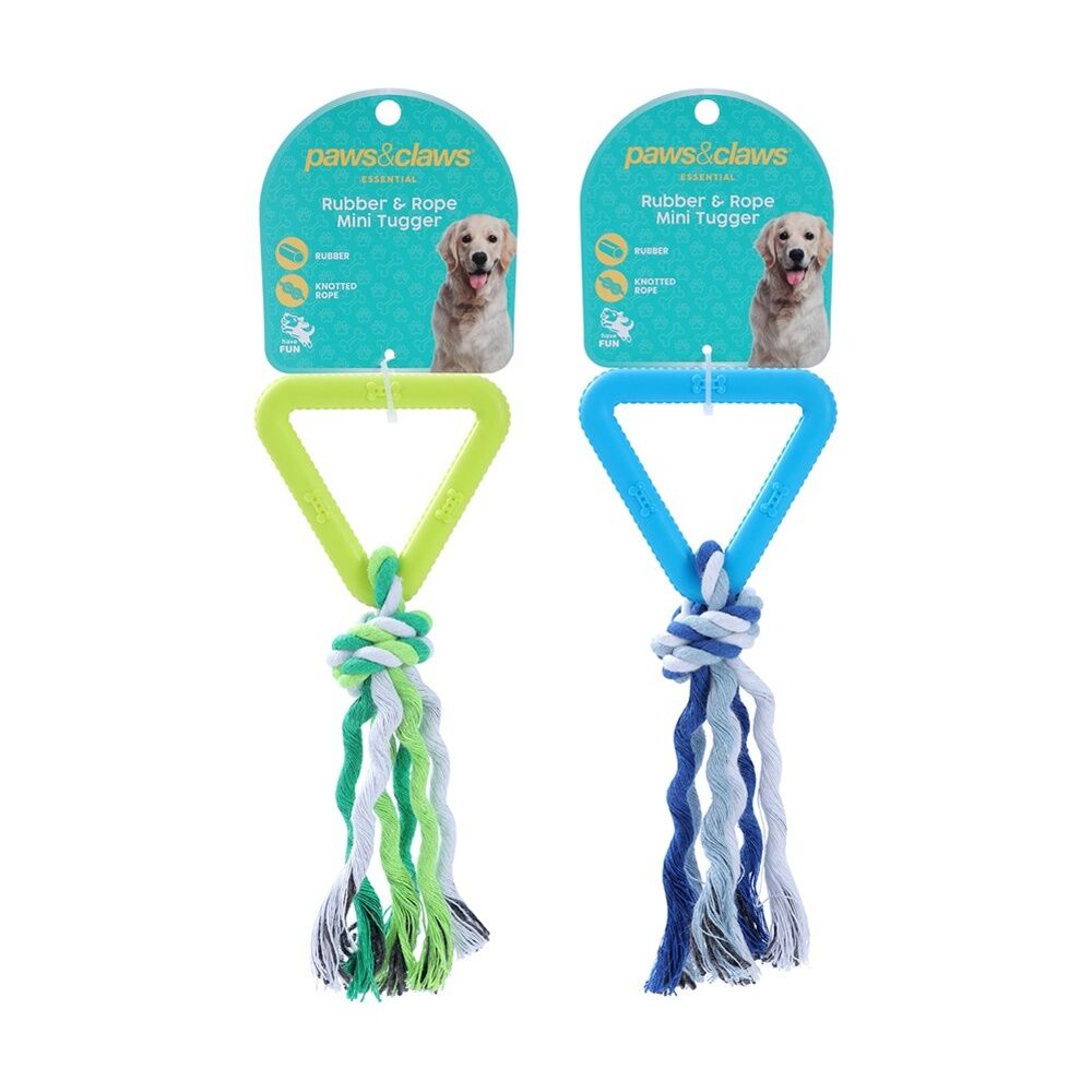 Paws and Claws Assorted Triangle TPR & Rope Durable Dog Pet Toy 17x1.6cm — image 2