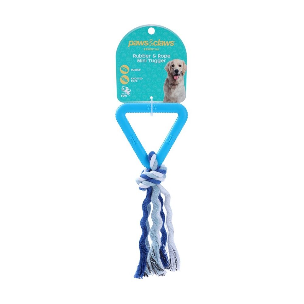 Paws and Claws Assorted Triangle TPR & Rope Durable Dog Pet Toy 17x1.6cm