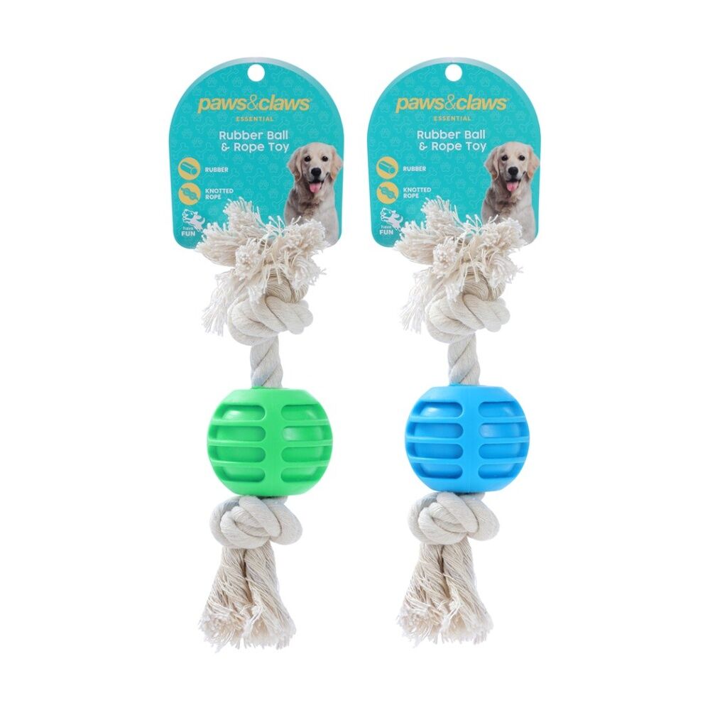 Paws and Claws Assorted TPR Ball & Rope Dog Pet Chew Toy 22x6x1.5cm — image 2