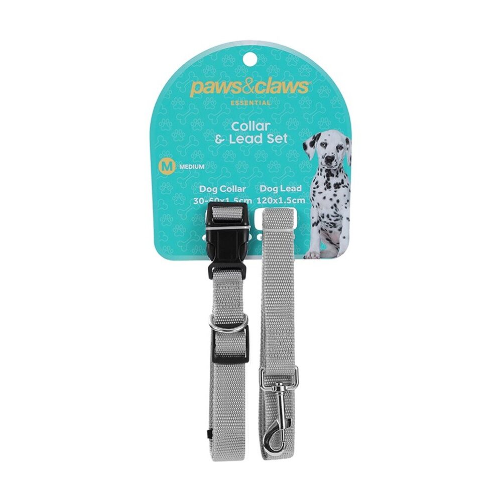 Paws and Claws Essentials Dog Collar & Lead Set Medium 30-50cm 120x1.5cm Asstd (3 Pack) — image 9