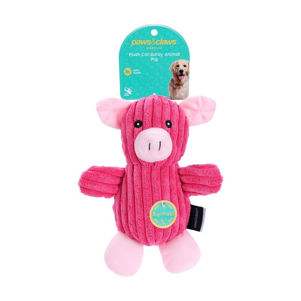 Paws and Claws Plush Corduroy Animals Pet Dog Chew/Cuddle Squeaker Toy Assorted (12 Pack) — image 2