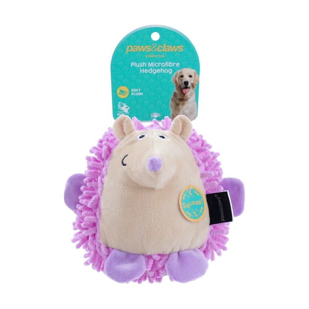 Paws and Claws Assorted Plush Hedgehog Pet Dog Chew/Cuddle Squeaker Toy
