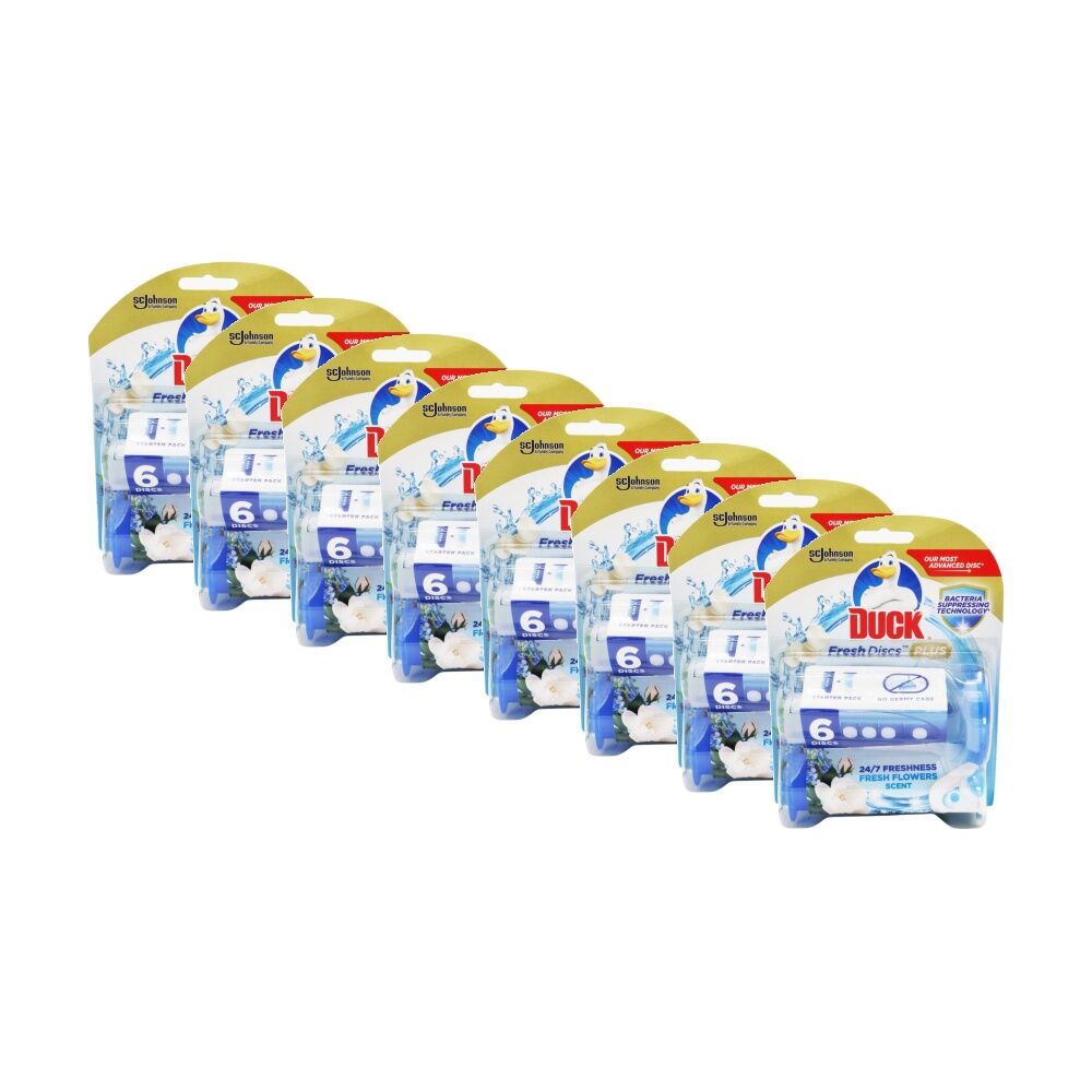 Duck 6pc Duck Fresh Discs Plus Gel Toilet Cleaner Flower Scent Freshness (8 Pack)
