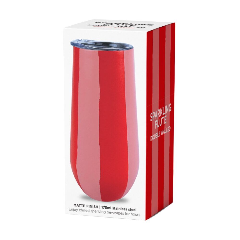 Annabel Trends 175ml Sparkling Flute Double Walled Red & Pink Stripe Tumbler — image 2