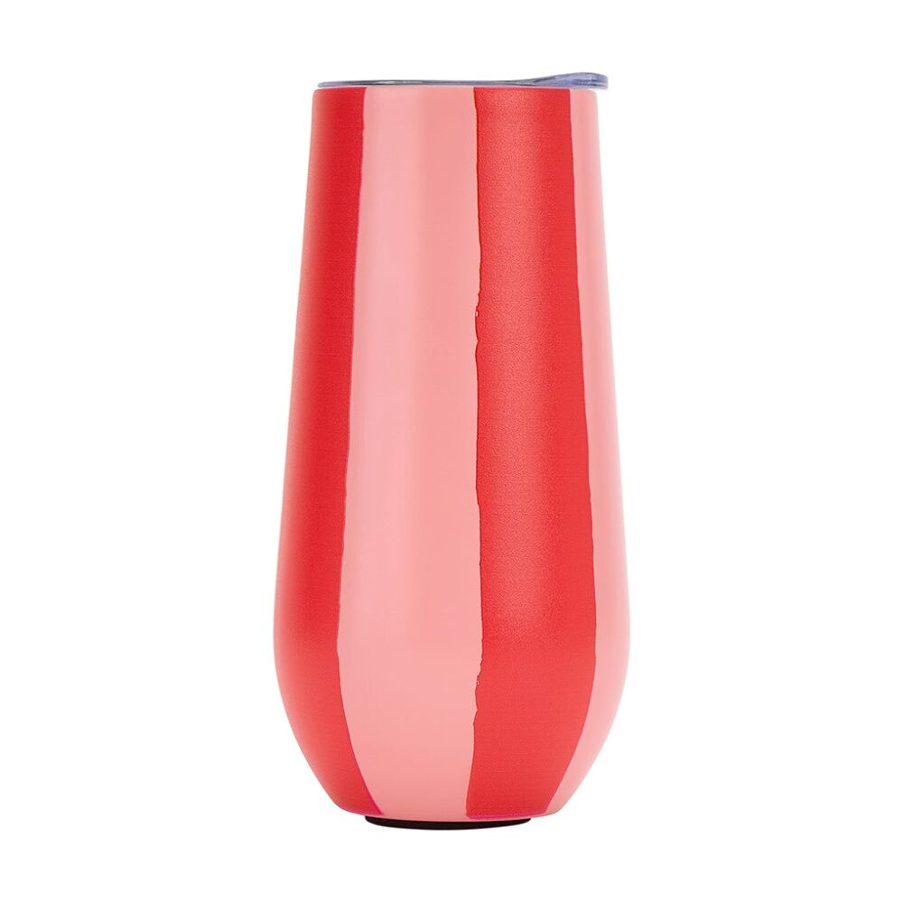 Annabel Trends 175ml Sparkling Flute Double Walled Red & Pink Stripe Tumbler