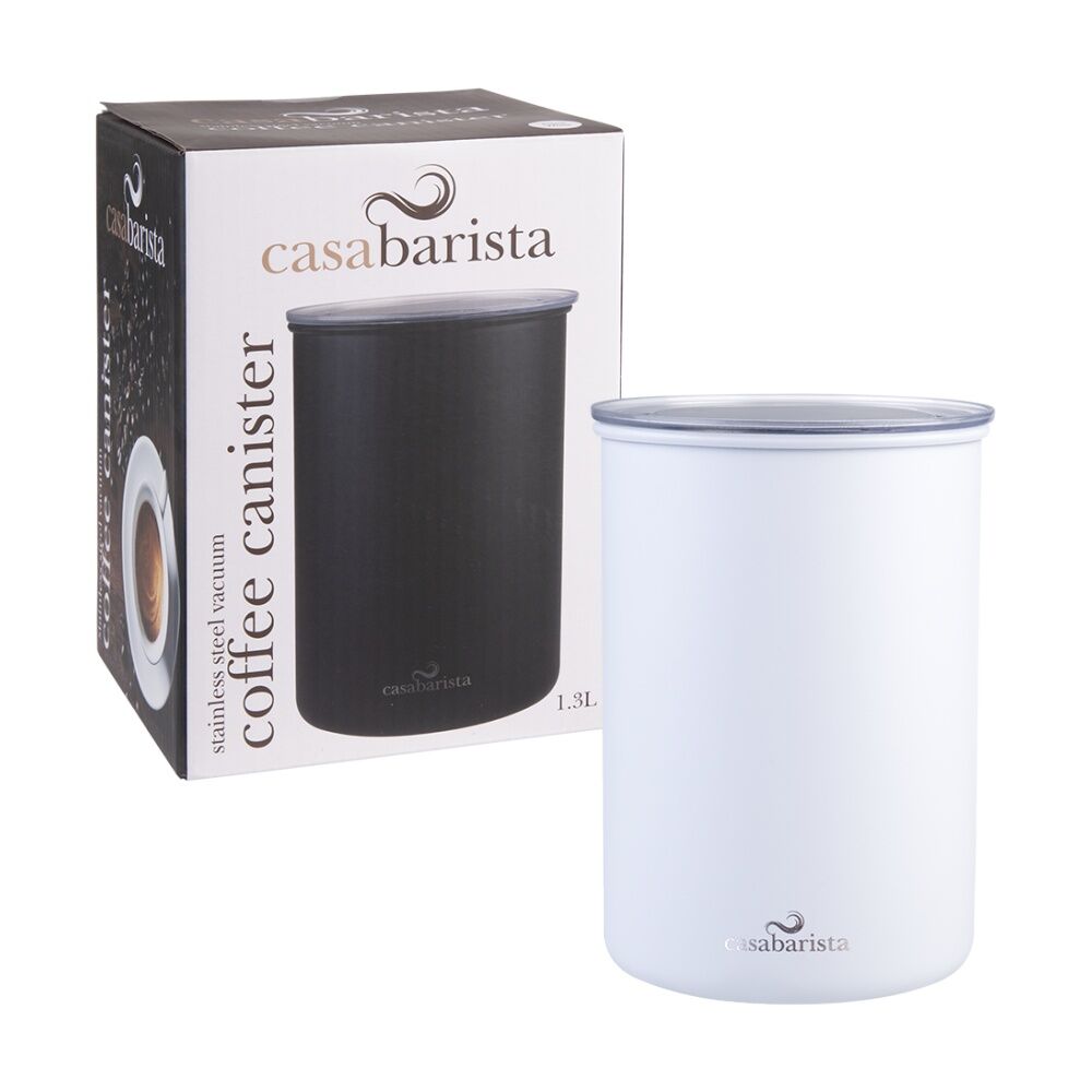 Casabarista Stainless Steel Vacuum Seal Coffee Canister White 1.3L Casabarista — image 3