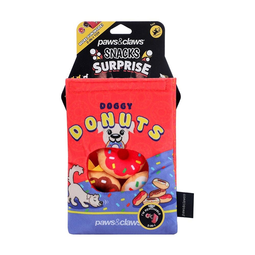 Paws and Claws Snack Surprise Doggy Donuts Dog Chew Squeaker Toy 20x14.5x5cm (6 Pack) — image 2
