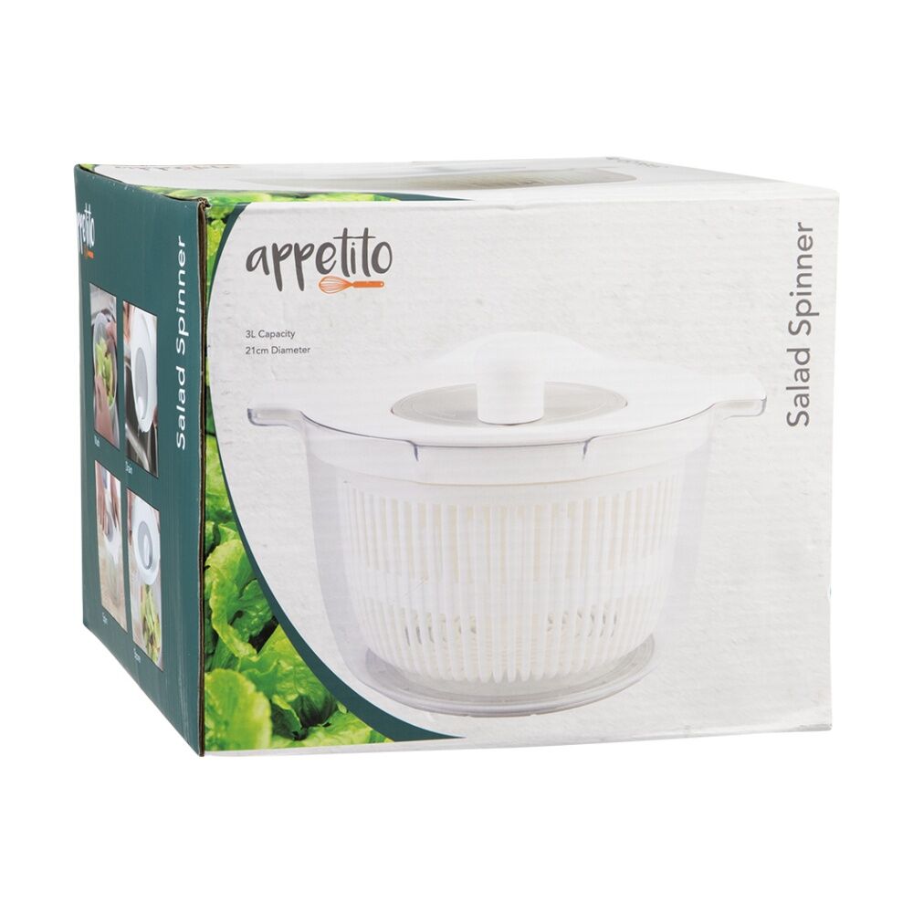 Appetito Salad Spinner High-Speed Drying Kitchen Tool White 3L Capacity Appetito