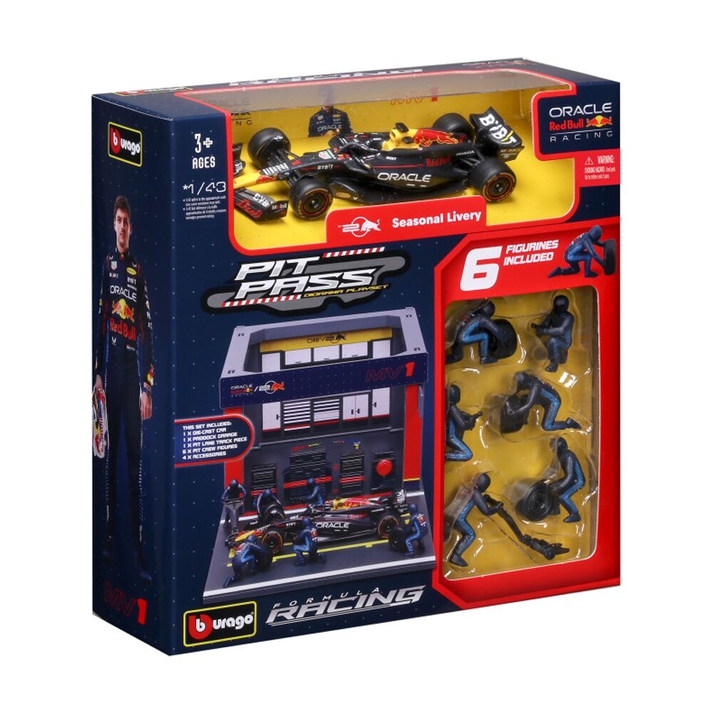 Bburago 1:43 2024 Red Bull Pit Pass Competition F-1 Verstappen #1 Diecast Model Car 3y+