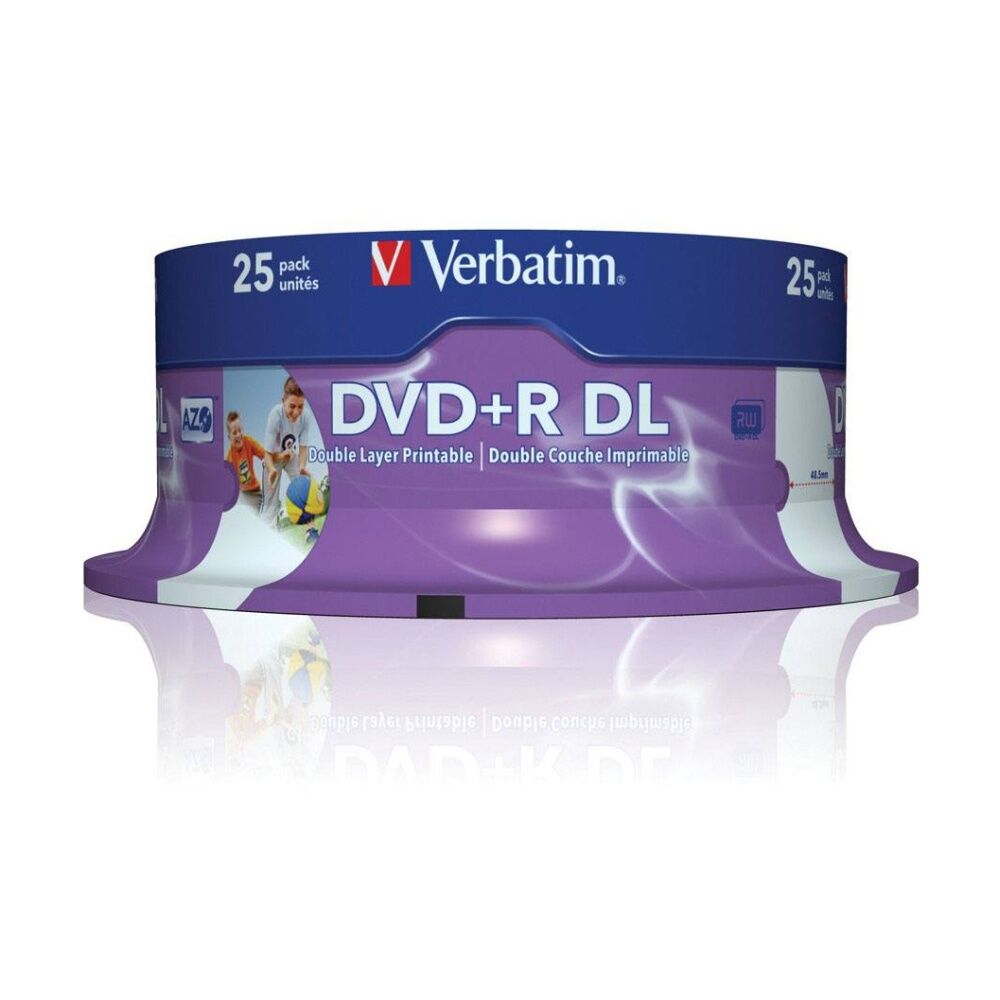 Verbatim DVD+R Double Layer White Wide Inkjet Blank Discs 8x 8.5GB (25 Pieces)