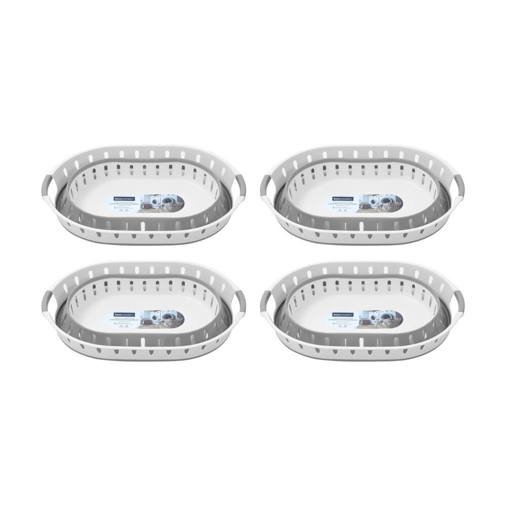 Boxsweden Collapsible Oval Laundry/Clothing Carry Basket 36L Assorted (4 Pack)