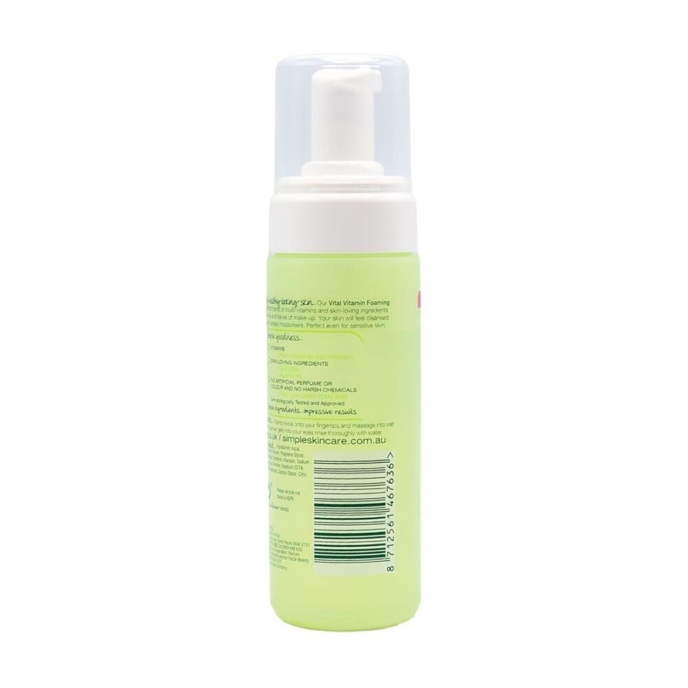 Simple Vital Vitamin Foaming Cleanser w/ Vitamin-E For Sensitive Skin 150ml Simple — image 3