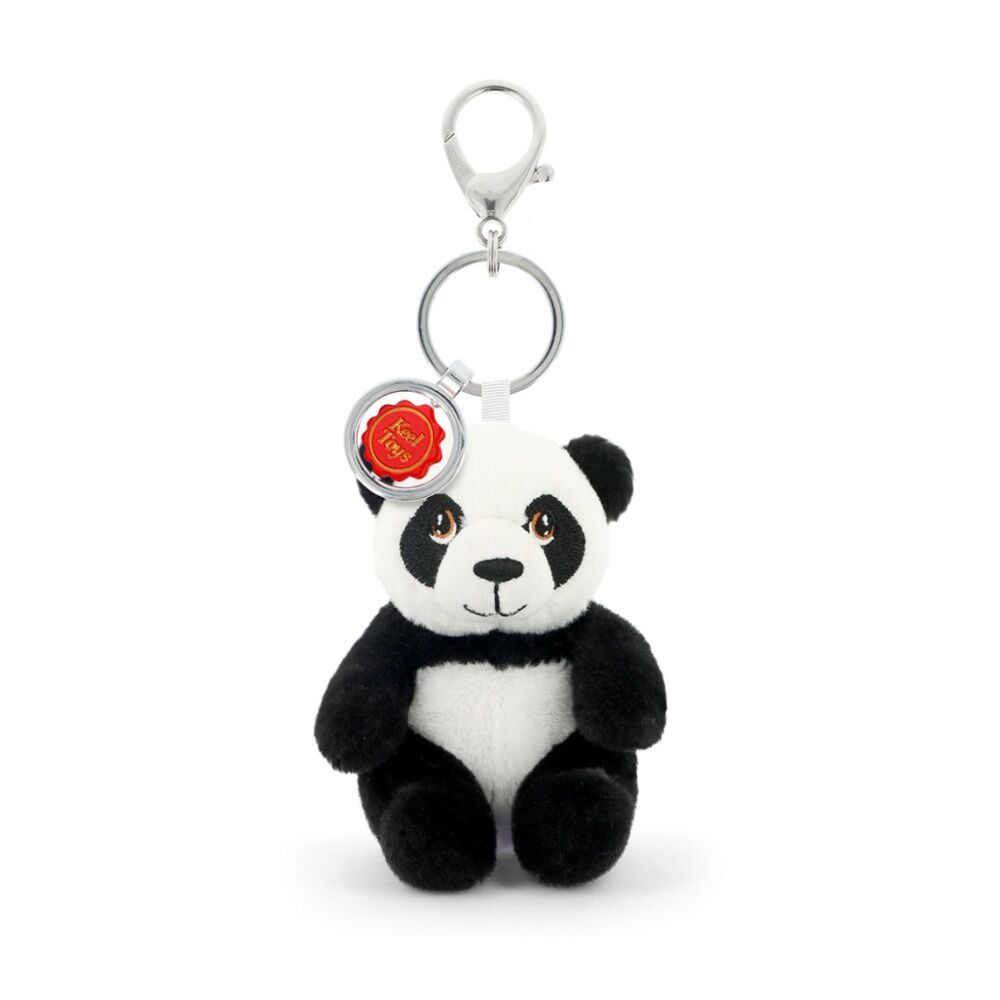 Keeleco Panda Recycled Material Plush Bag Charm Keychain Accessory 8x6cm