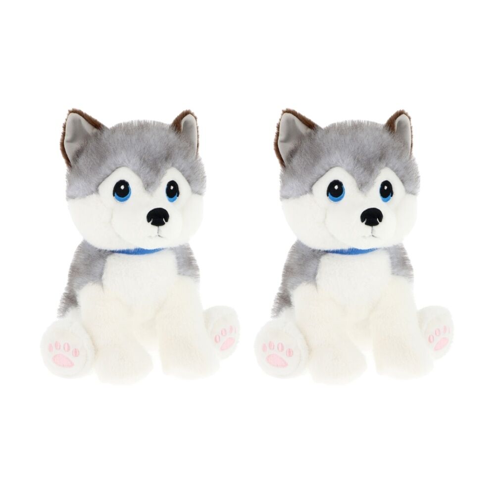 Keeleco Puppy Love Plush Soft Toy Eco-Friendly Huggable Animal Husky (2 Pack)