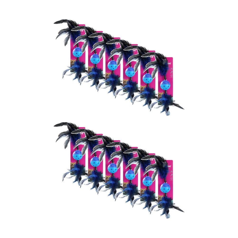 Paws and Claws Twin Feather Ball Cat Batting/Pouncing Toy 37x6cm Assorted (12 Pack)