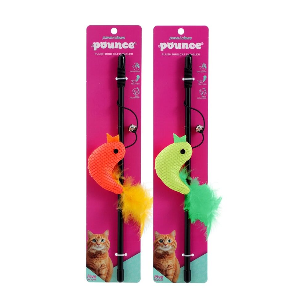 Paws and Claws Assorted Plush Bird Cat Dangler Pouncing Play Toy 30cm — image 2