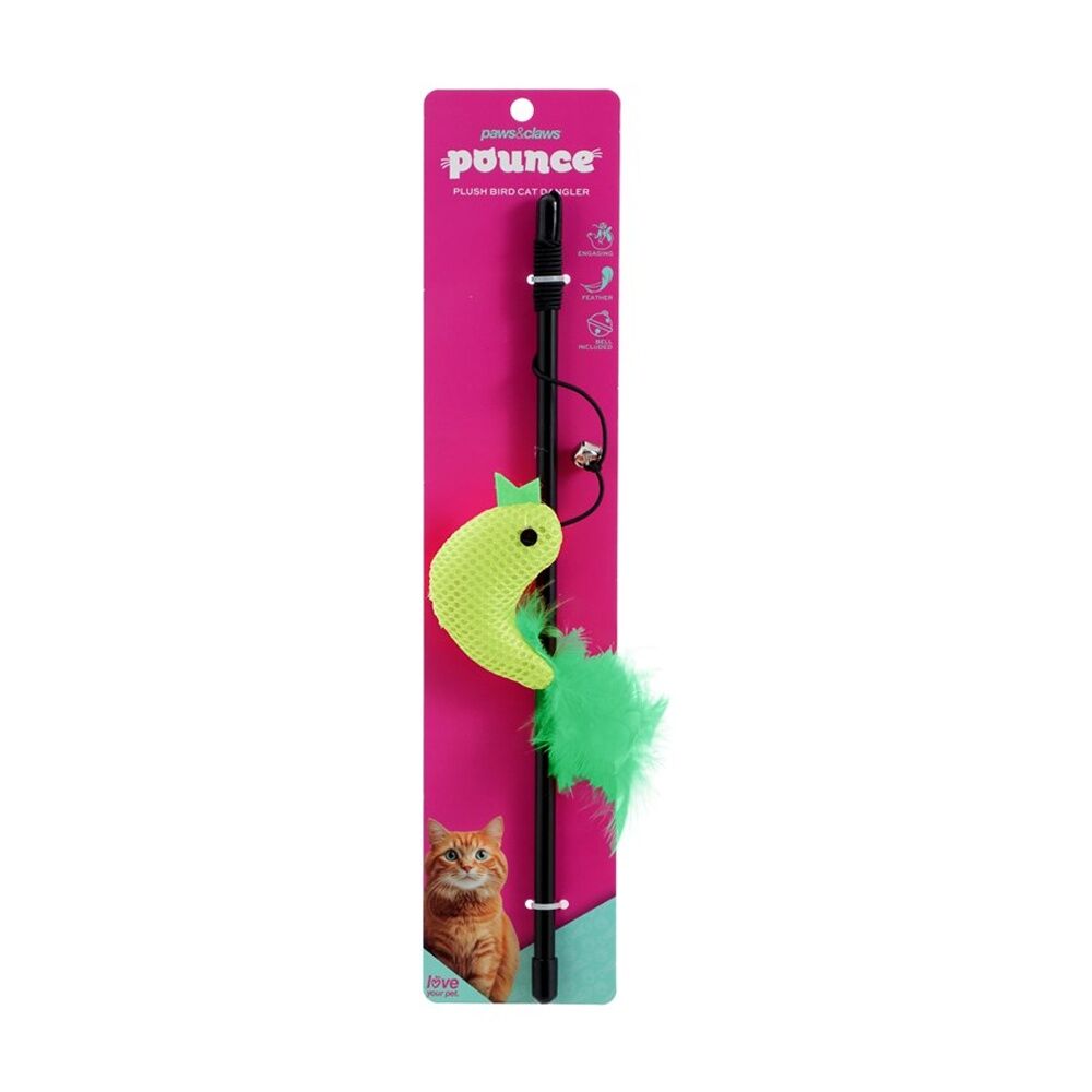 Paws and Claws Assorted Plush Bird Cat Dangler Pouncing Play Toy 30cm