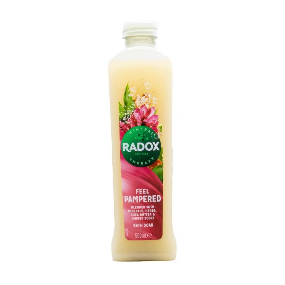 Radox 500mL Shea Butter & Ginger Bath Soak Feel Pampered Minerals Herbs