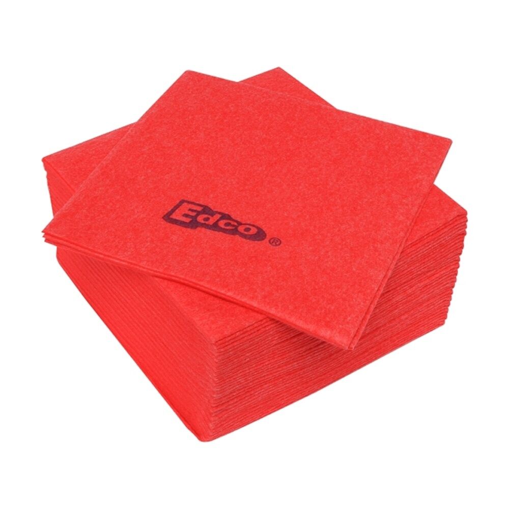 Edco Merritex Heavy Duty Absorbent Commercial Grade Cloths 40x40cm (20 Pieces) — Red