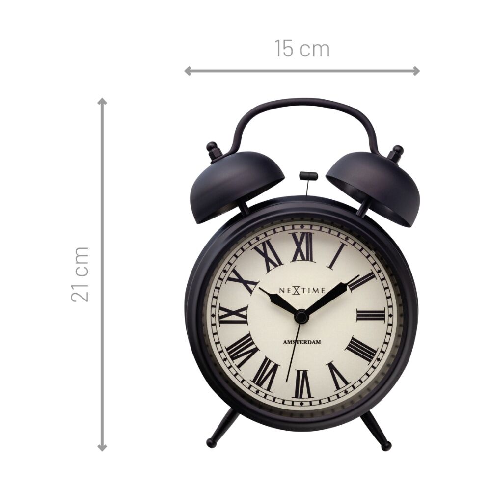 Nextime Amsterdam Metal Alarm Clock Home Decor Black 15x21x7cm NeXtime — image 3