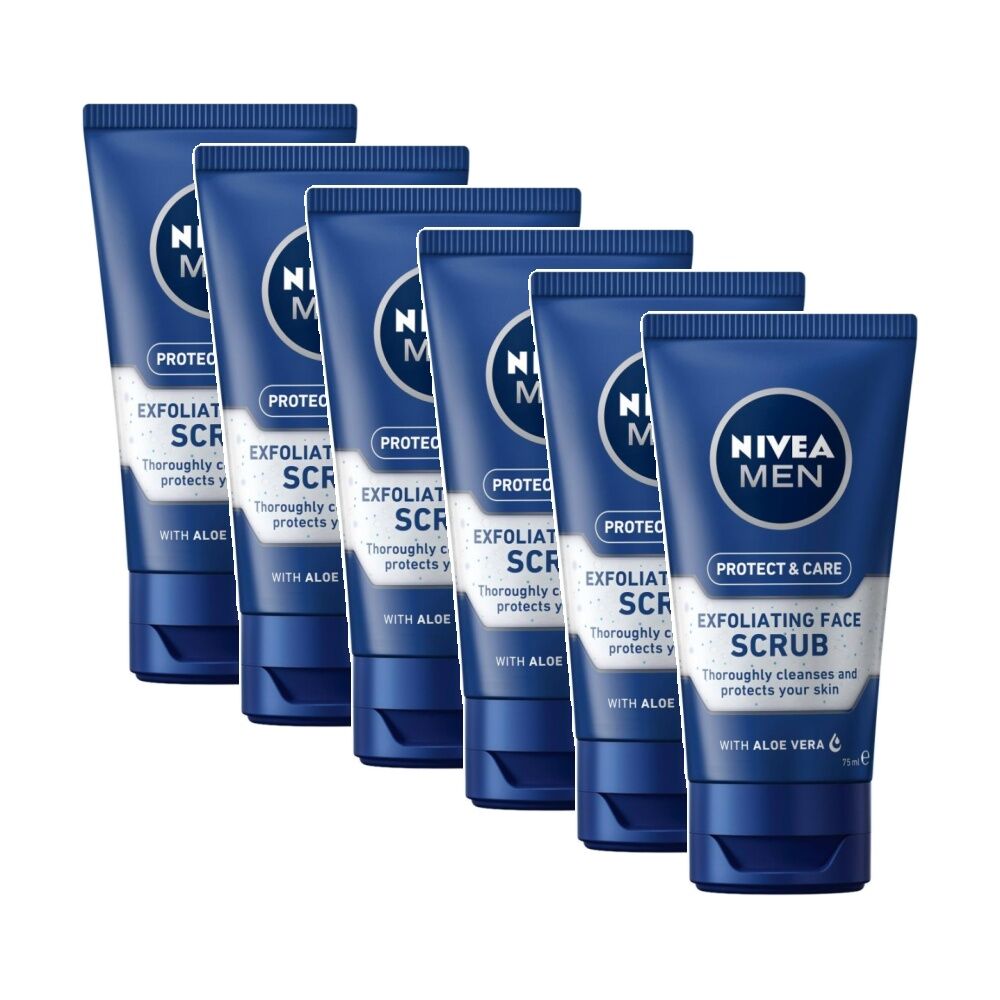 Nivea Exfoliating Face Scrub Men Protect Care With Aloe Vera 75ml (6 Pack)