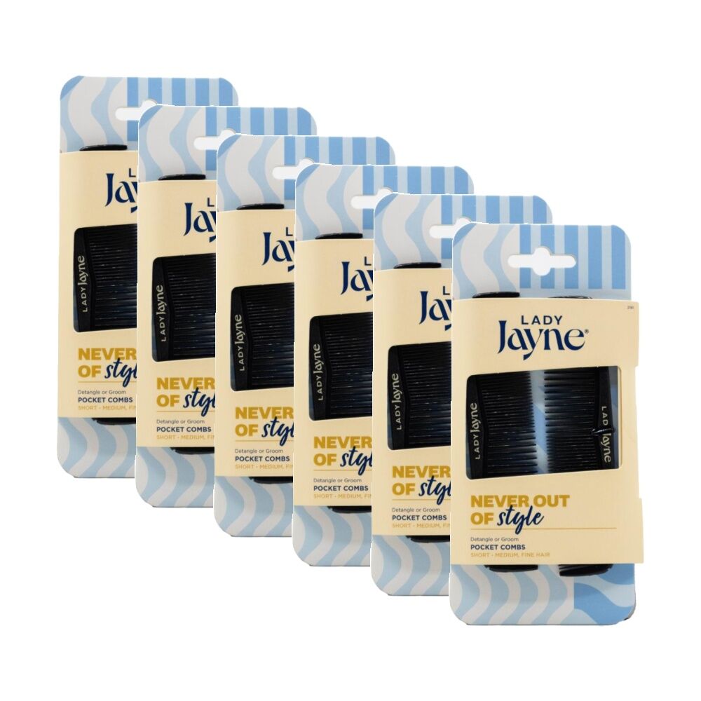 Lady Jayne 6x 2pc Pocket Combs Brushes For Short-Medium Hair