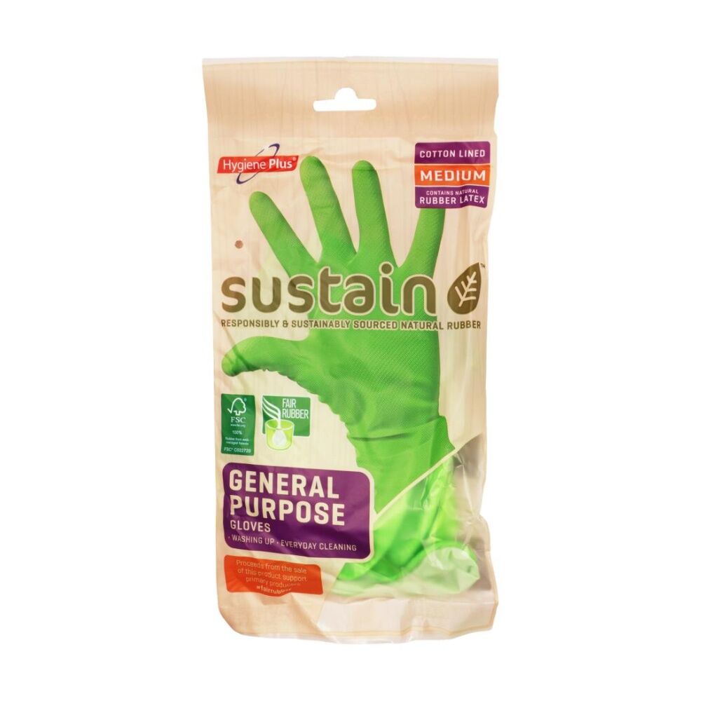 Hygiene Plus Gloves Sustain General Purpose Household Medium (10 Pieces)