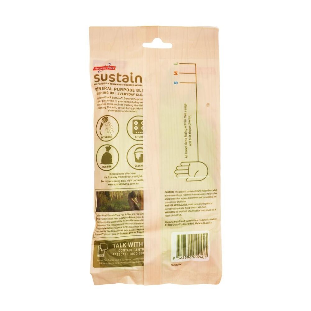 Hygiene Plus Gloves Sustain General Purpose Household Medium (10 Pieces) — image 2