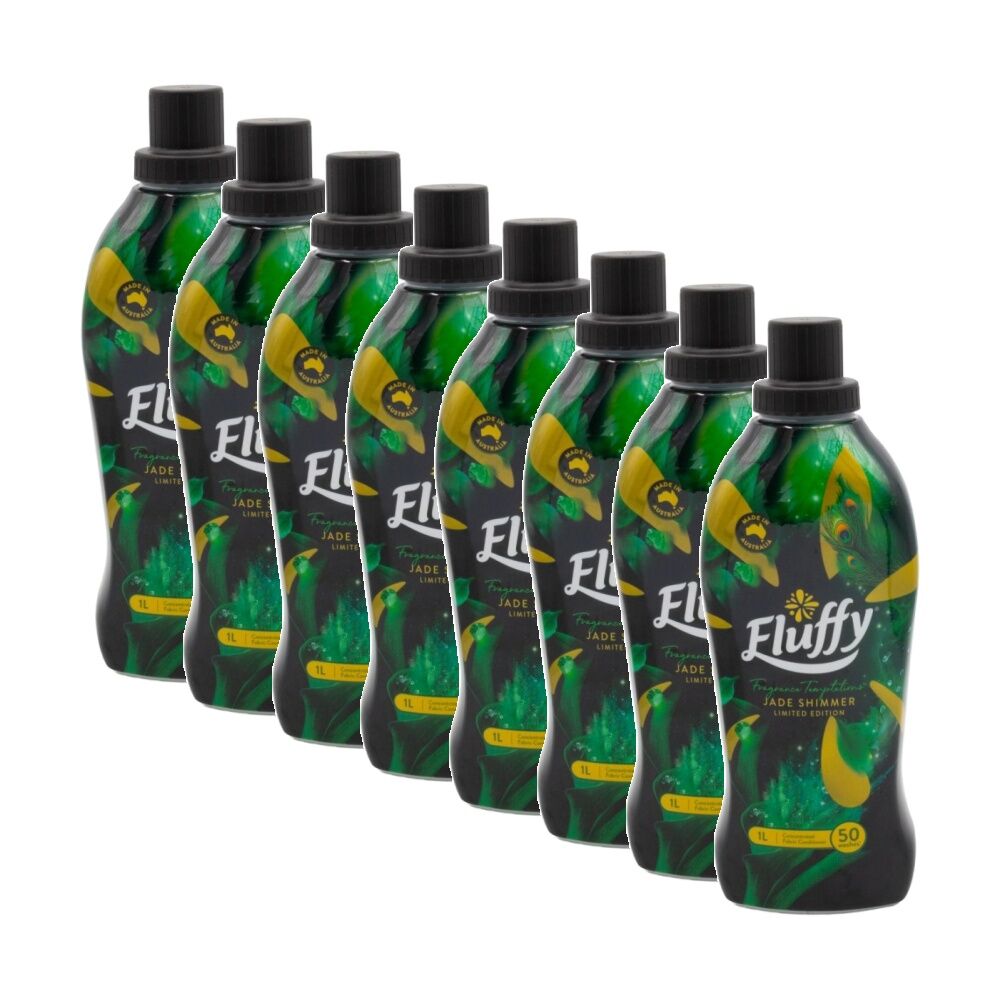 Fluffy Fabric Conditioner Concentrated Temptations Jade Shimmer 1L (8 Pack)