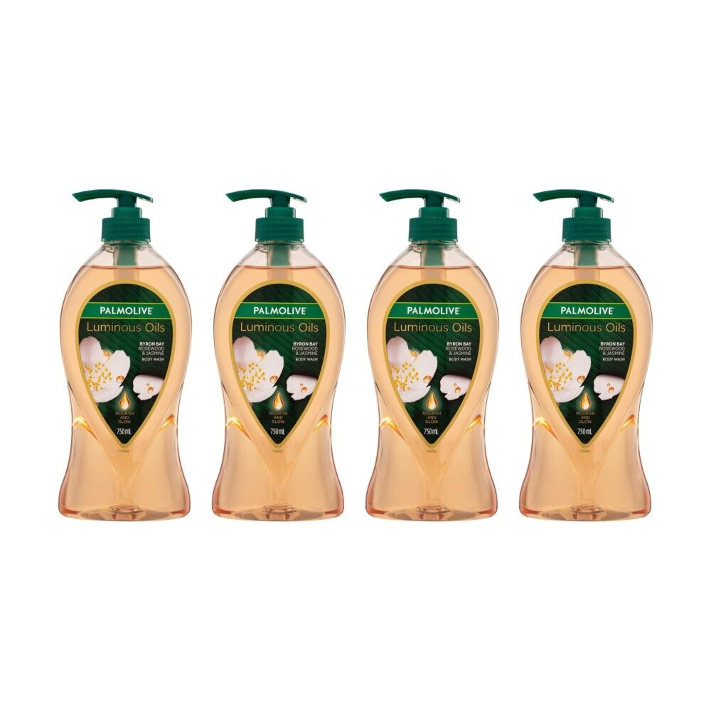 Palmolive Body Wash Luminous Oils Byron Bay Rosewood Jasmine 750mL (4 Pack)