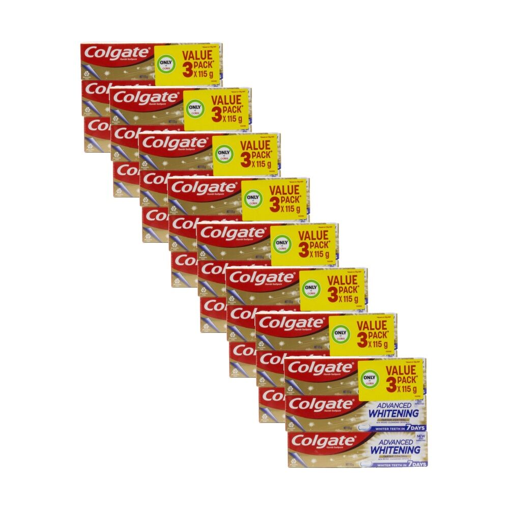 Colgate 8x 3pc Advanced Whitening Tartar Control Toothpaste Value Pack 115G