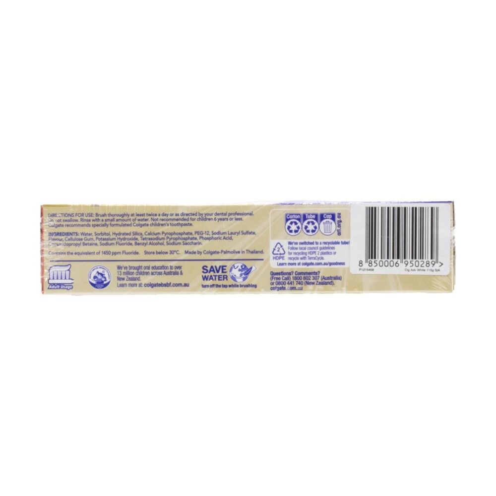 Colgate 8x 3pc Advanced Whitening Tartar Control Toothpaste Value Pack 115G — image 4